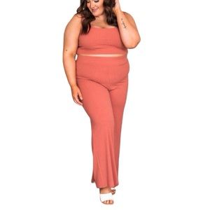 PINK LILY Saving Grace Terracotta Top and Pants Set